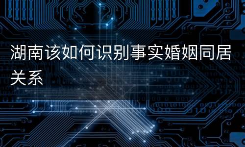 湖南该如何识别事实婚姻同居关系