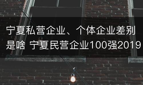 宁夏私营企业、个体企业差别是啥 宁夏民营企业100强2019