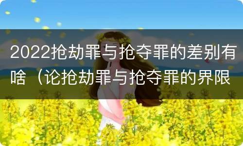 2022抢劫罪与抢夺罪的差别有啥（论抢劫罪与抢夺罪的界限）
