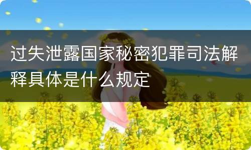 过失泄露国家秘密犯罪司法解释具体是什么规定