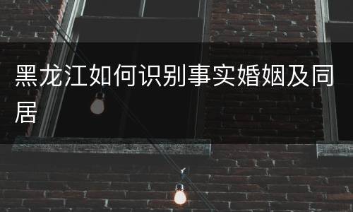 黑龙江如何识别事实婚姻及同居