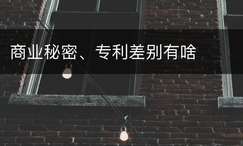 商业秘密、专利差别有啥