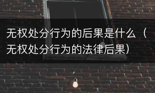 无权处分行为的后果是什么（无权处分行为的法律后果）