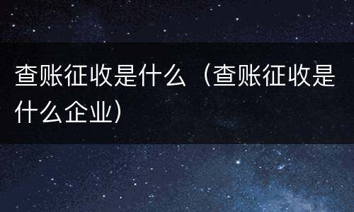 查账征收是什么（查账征收是什么企业）