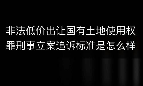 非法低价出让国有土地使用权罪刑事立案追诉标准是怎么样规定