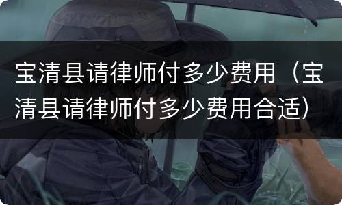 宝清县请律师付多少费用（宝清县请律师付多少费用合适）