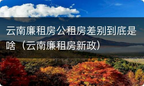 云南廉租房公租房差别到底是啥（云南廉租房新政）
