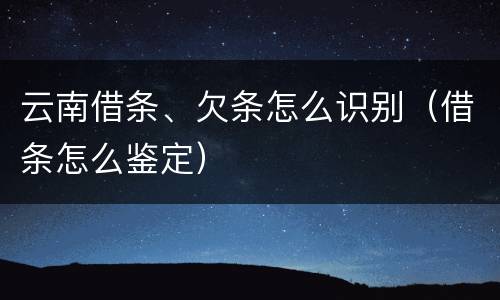 云南借条、欠条怎么识别（借条怎么鉴定）