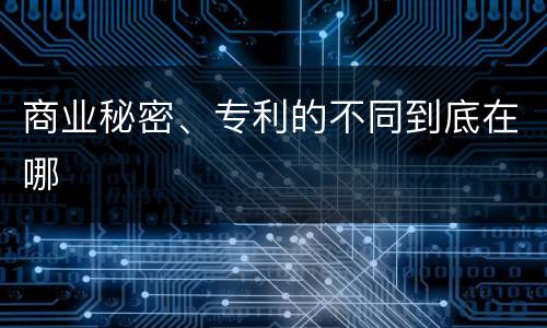 商业秘密、专利的不同到底在哪