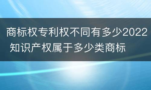 商标权专利权不同有多少2022 知识产权属于多少类商标