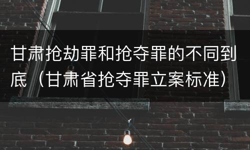 甘肃抢劫罪和抢夺罪的不同到底（甘肃省抢夺罪立案标准）