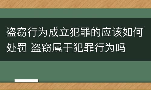 盗窃行为成立犯罪的应该如何处罚 盗窃属于犯罪行为吗
