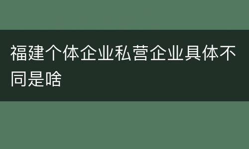 福建个体企业私营企业具体不同是啥