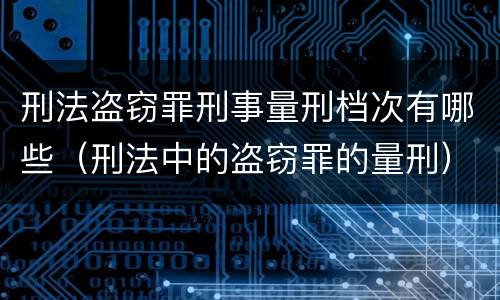 刑法盗窃罪刑事量刑档次有哪些（刑法中的盗窃罪的量刑）