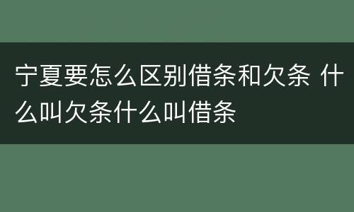 宁夏要怎么区别借条和欠条 什么叫欠条什么叫借条