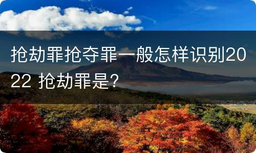 抢劫罪抢夺罪一般怎样识别2022 抢劫罪是?