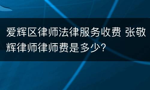 爱辉区律师法律服务收费 张敬辉律师律师费是多少?