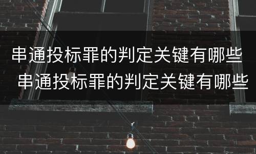 串通投标罪的判定关键有哪些 串通投标罪的判定关键有哪些方法