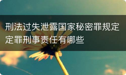 刑法过失泄露国家秘密罪规定定罪刑事责任有哪些