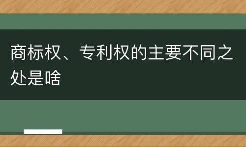 商标权、专利权的主要不同之处是啥
