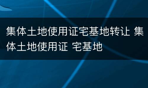 集体土地使用证宅基地转让 集体土地使用证 宅基地
