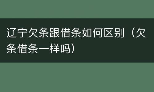 辽宁欠条跟借条如何区别（欠条借条一样吗）