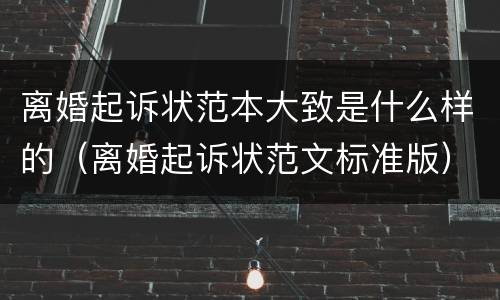 离婚起诉状范本大致是什么样的（离婚起诉状范文标准版）