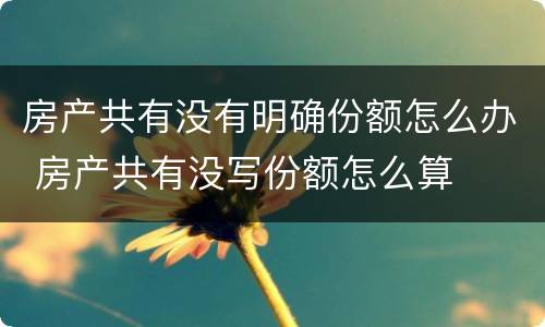 房产共有没有明确份额怎么办 房产共有没写份额怎么算
