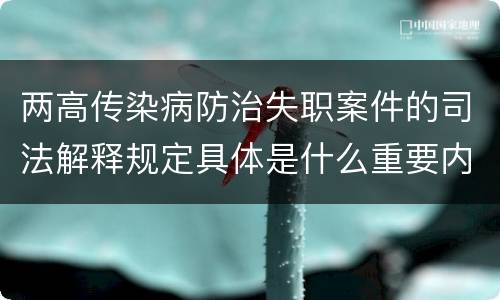 两高传染病防治失职案件的司法解释规定具体是什么重要内容