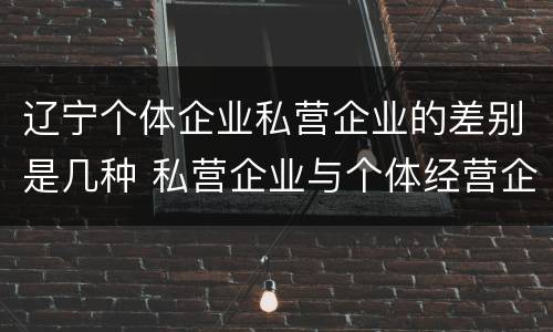 辽宁个体企业私营企业的差别是几种 私营企业与个体经营企业的区别