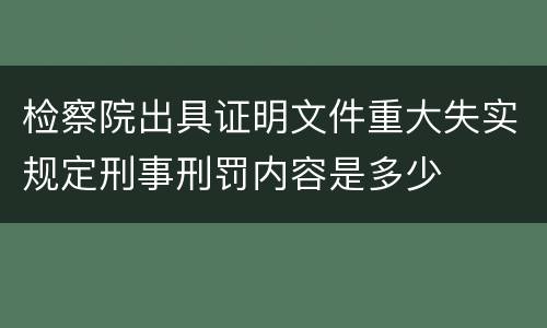 检察院出具证明文件重大失实规定刑事刑罚内容是多少