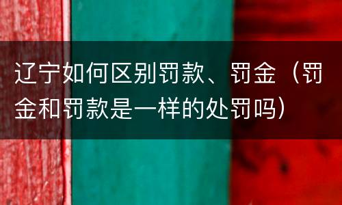 辽宁如何区别罚款、罚金（罚金和罚款是一样的处罚吗）