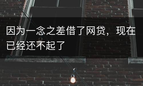 因为一念之差借了网贷，现在已经还不起了