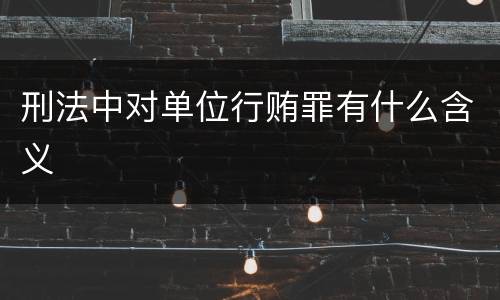 刑法中对单位行贿罪有什么含义