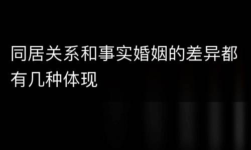 同居关系和事实婚姻的差异都有几种体现