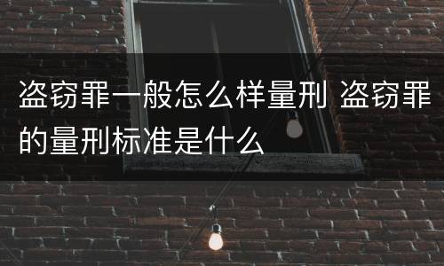 盗窃罪一般怎么样量刑 盗窃罪的量刑标准是什么