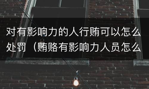 对有影响力的人行贿可以怎么处罚（贿赂有影响力人员怎么定罪）