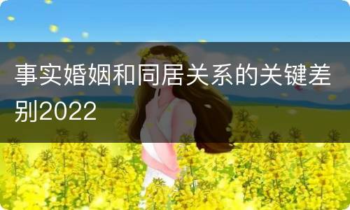 事实婚姻和同居关系的关键差别2022