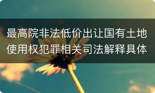 最高院非法低价出让国有土地使用权犯罪相关司法解释具体有哪些重要规定