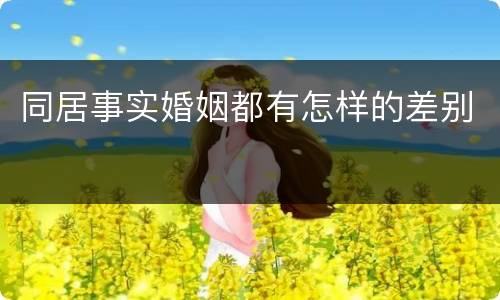 同居事实婚姻都有怎样的差别