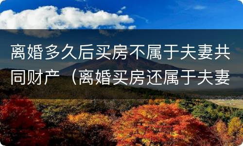 离婚多久后买房不属于夫妻共同财产（离婚买房还属于夫妻共同财产吗）