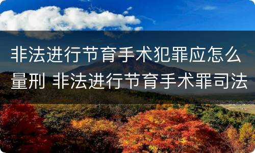 非法进行节育手术犯罪应怎么量刑 非法进行节育手术罪司法解释