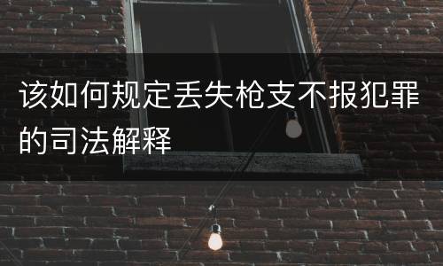 该如何规定丢失枪支不报犯罪的司法解释