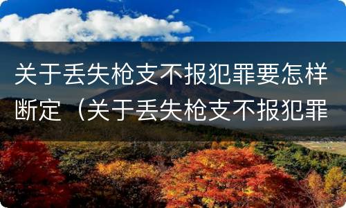 关于丢失枪支不报犯罪要怎样断定（关于丢失枪支不报犯罪要怎样断定案件）
