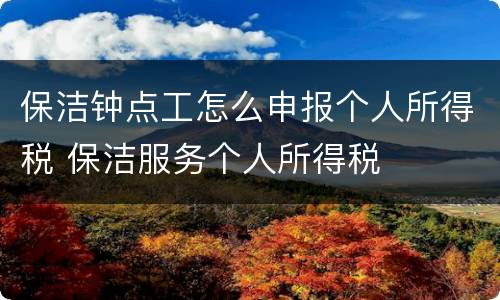 保洁钟点工怎么申报个人所得税 保洁服务个人所得税