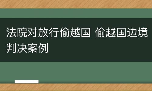 法院对放行偷越国 偷越国边境判决案例