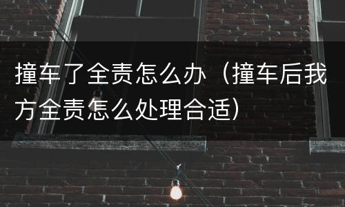 撞车了全责怎么办（撞车后我方全责怎么处理合适）