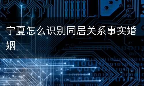 宁夏怎么识别同居关系事实婚姻