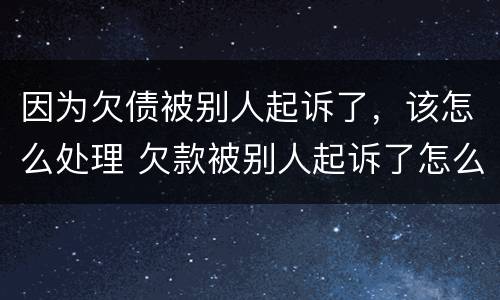 因为欠债被别人起诉了，该怎么处理 欠款被别人起诉了怎么办
