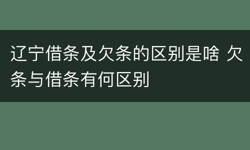 辽宁借条及欠条的区别是啥 欠条与借条有何区别